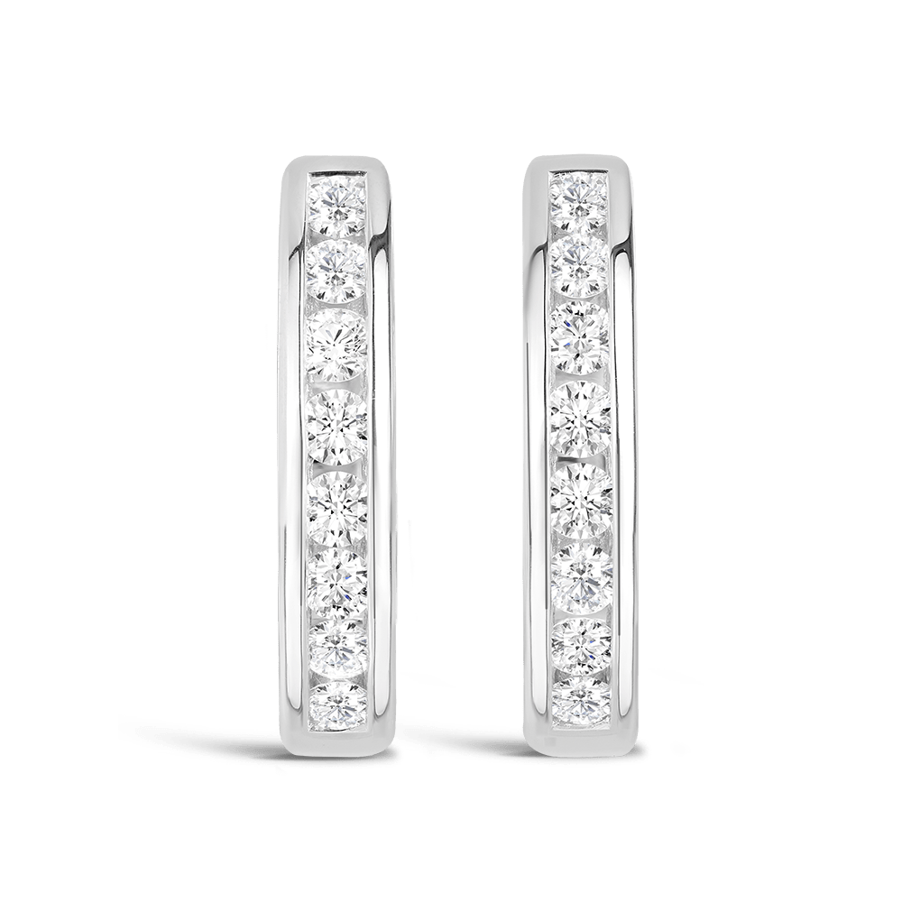 Quintessential 1.00 Carat Oval Diamond Hoop Earrings in 18ct White Gold