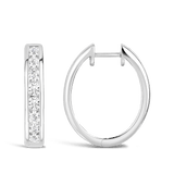 Quintessential 1.00 Carat Oval Diamond Hoop Earrings in 18ct White Gold
