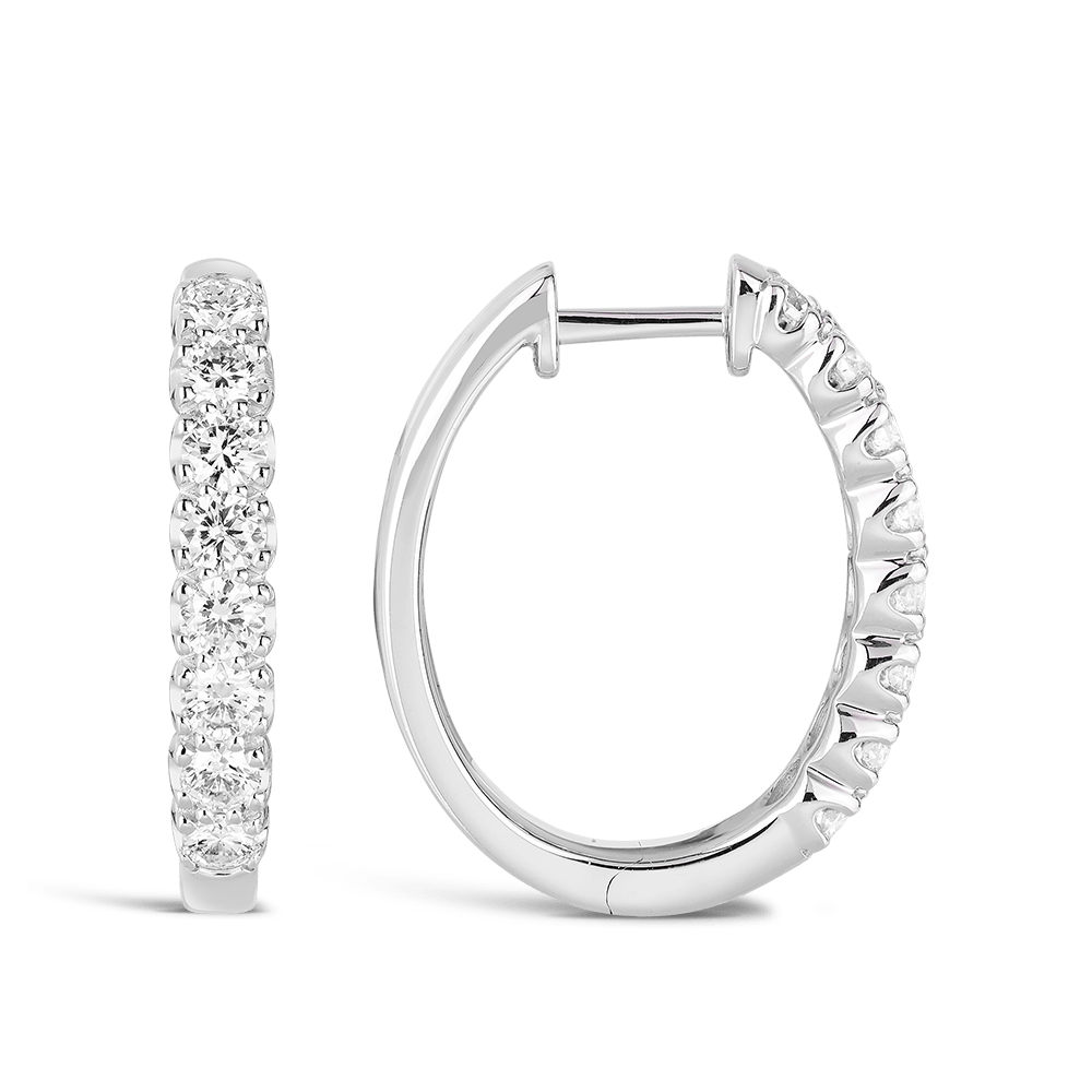 Quintessential 1.04 Carat Oval Diamond Hoop Earrings in 18ct White Gold