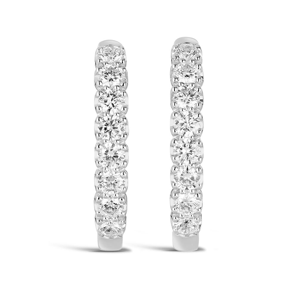Quintessential 1.04 Carat Oval Diamond Hoop Earrings in 18ct White Gold Hardy Brothers