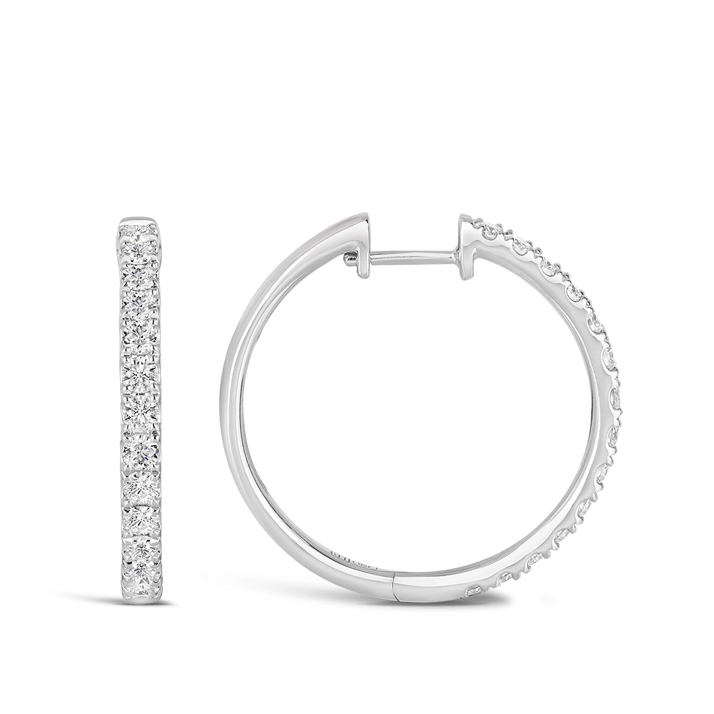 Quintessential 1.24 Carat Diamond Hoop Earrings in 18ct White Gold