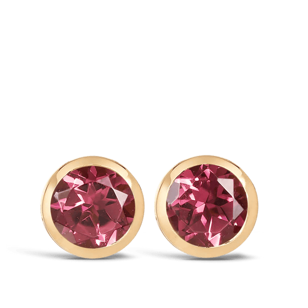 Quintessential Colour Pink Tourmaline Earrings in 18ct Yellow Gold Hardy Brothers 