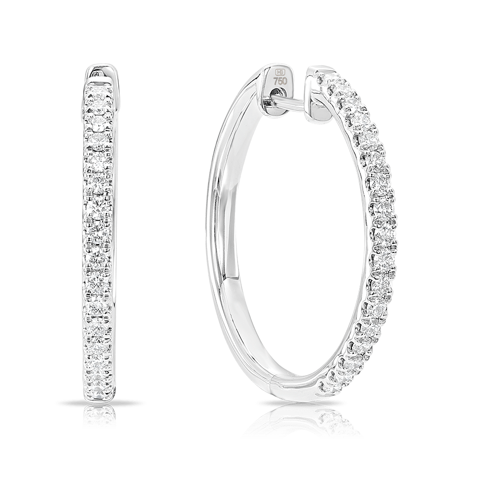 0.50 Carat Diamond Hoop Earrings in 18ct White Gold