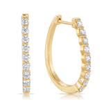 1.00 Carat Oval Diamond Hoop Earrings in 18ct Yellow Gold