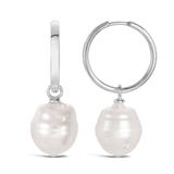 Baroque South Sea Pearl Drop Earrings in Silver