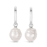 Baroque South Sea Pearl Drop Earrings in Silver