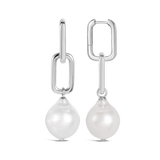 Paperclip Baroque South Sea Pearl Drop Earrings in Silver