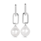 Paperclip Baroque South Sea Pearl Drop Earrings in Silver