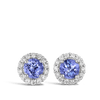 White Gold Tanzanite and Diamond Halo Stud Earrings