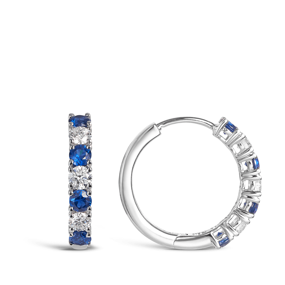 Sapphire and Diamond Earrings in 18ct White Gold