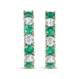 Diamond and Emerald Huggie Earrings in 18ct Yellow Gold