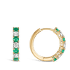 Diamond and Emerald Huggie Earrings in 18ct Yellow Gold