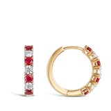 Ruby and Diamond Huggie Earrings in 18ct Yellow Gold