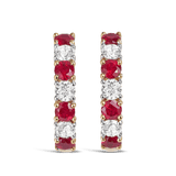 Ruby and Diamond Huggie Earrings in 18ct Yellow Gold
