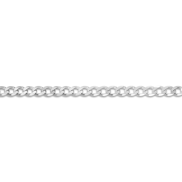 Flat Curb Link Chain in 18ct White Gold Hardy Brothers 