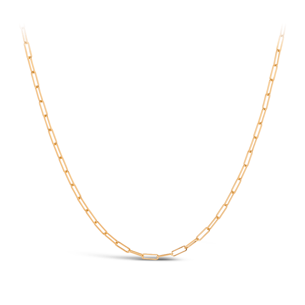 Paperclip Chain Necklace in 18ct Yellow Gold