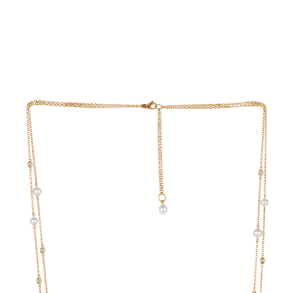 Diamond and Akoya Pearl Necklace in 18ct Yellow Gold Hardy Brothers Jewellers