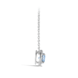 Halo Aquamarine and Diamond Pendant in 18ct White Gold