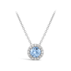 Halo Aquamarine and Diamond Pendant in 18ct White Gold