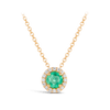 Halo Emerald and Diamond Pendant in 18ct Yellow Gold