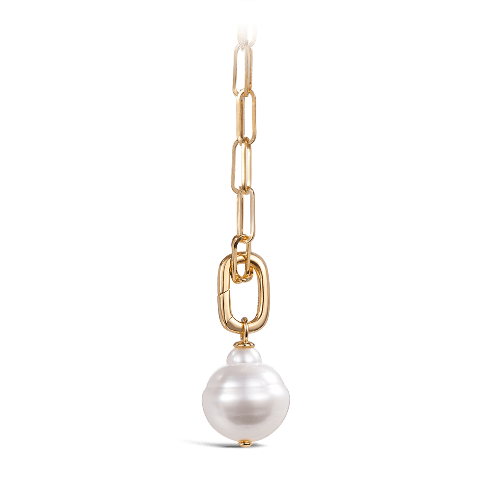 Paperclip Baroque South Sea Pearl Necklace in 18ct Yellow GoldHardy Brothers Jewellers