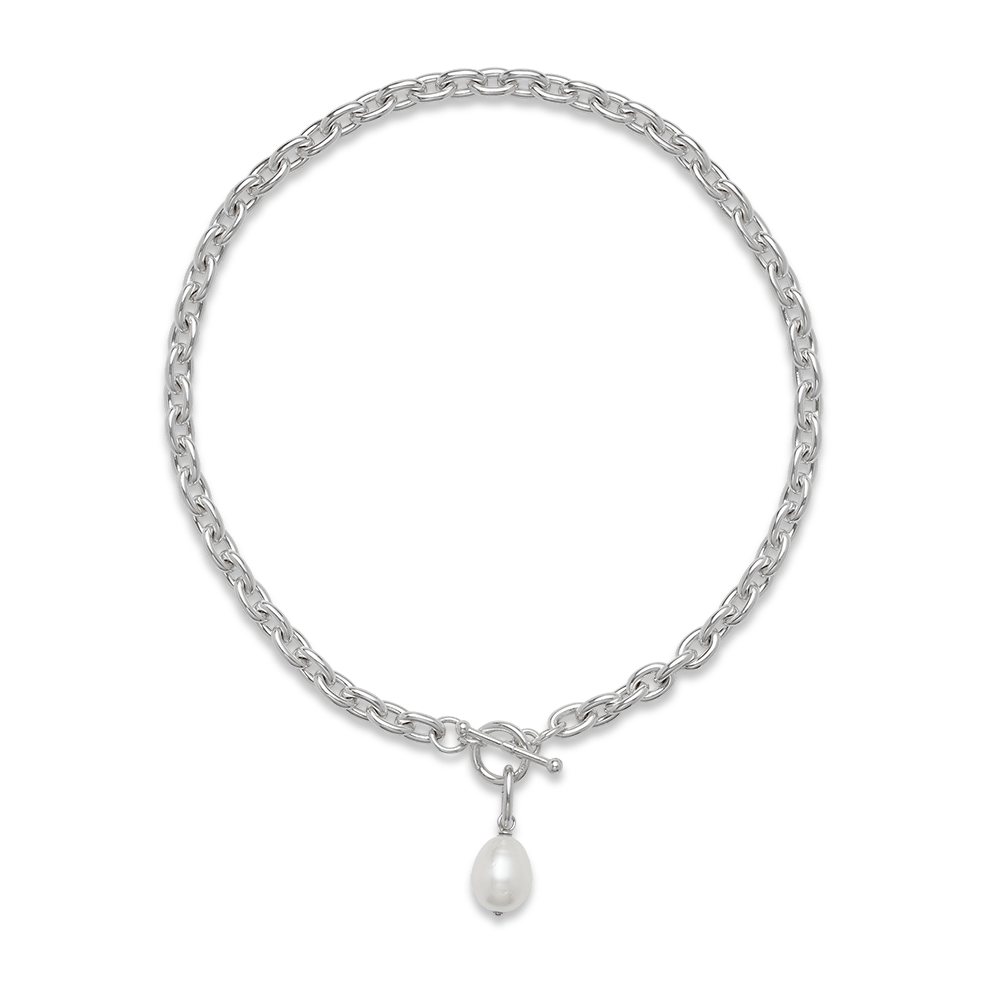 Silver Toggle Chain with Baroque South Sea Pearl Enhancer
