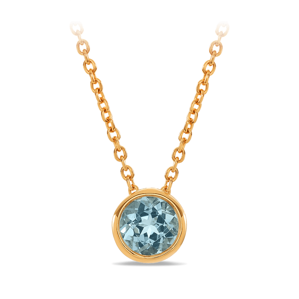 Quintessential Colour Aquamarine Pendant in 18ct Yellow Gold