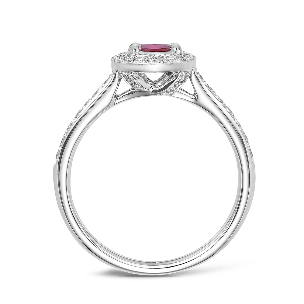 0.81ct Ruby and Diamond Halo Ring Hardy Brothers Jewellers