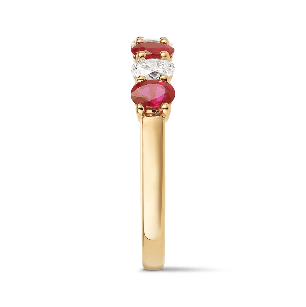Oval Cut Ruby and Diamond Ring in 18ct Yellow Gold