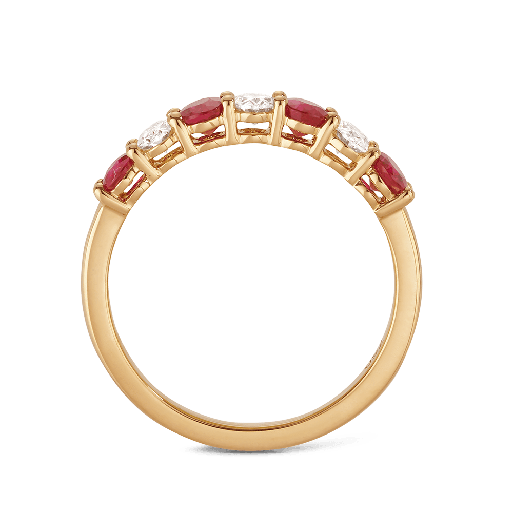 Oval Cut Ruby and Diamond Ring in 18ct Yellow Gold Hardy Brothers