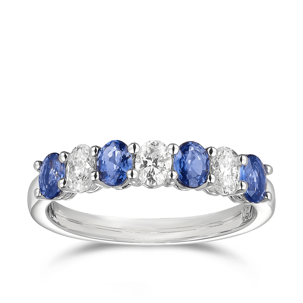 Oval Cut Sapphire and Diamond Ring in 18ct White Gold Hardy Brothers