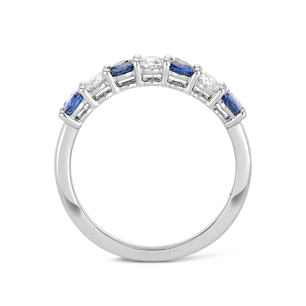 Oval Cut Sapphire and Diamond Ring in 18ct White Gold Hardy Brothers