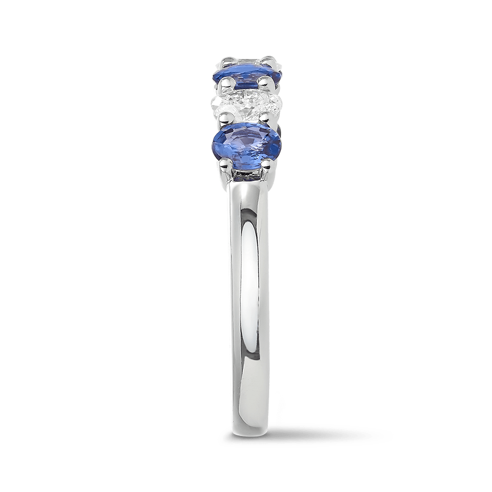 Oval Cut Sapphire and Diamond Ring in 18ct White Gold Hardy Brothers
