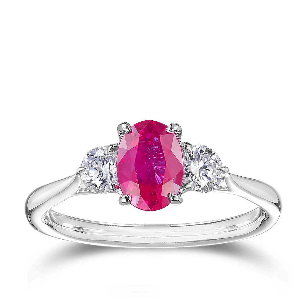 Ruby and Diamond Ring in 18ct White Gold Hardy Brothers