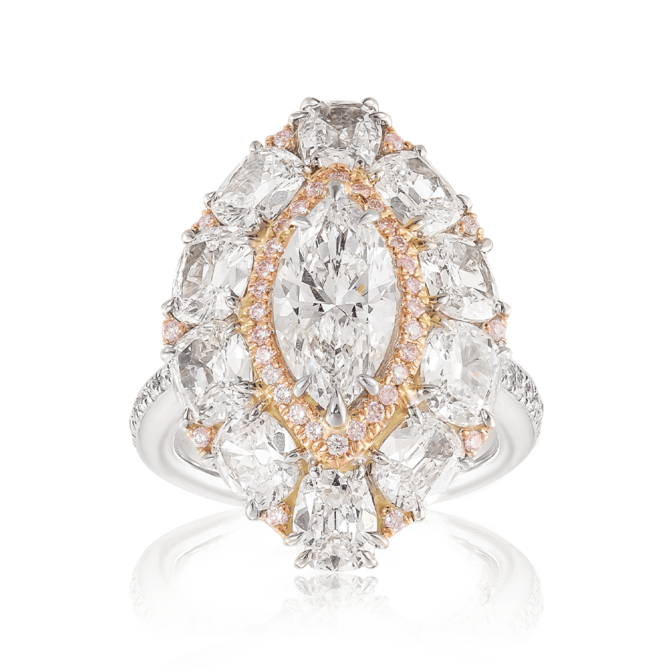VAULT® 6.65 Carat White Diamond and 0.30 Carat Pink Diamond Ring in 18ct White and Rose Gold