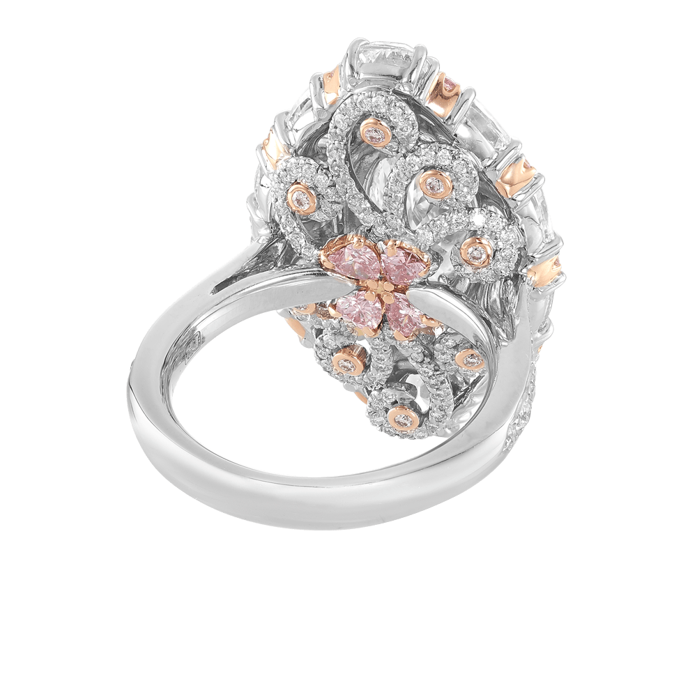 VAULT® 6.65 Carat White Diamond and 0.30 Carat Pink Diamond Ring in 18ct White and Rose Gold