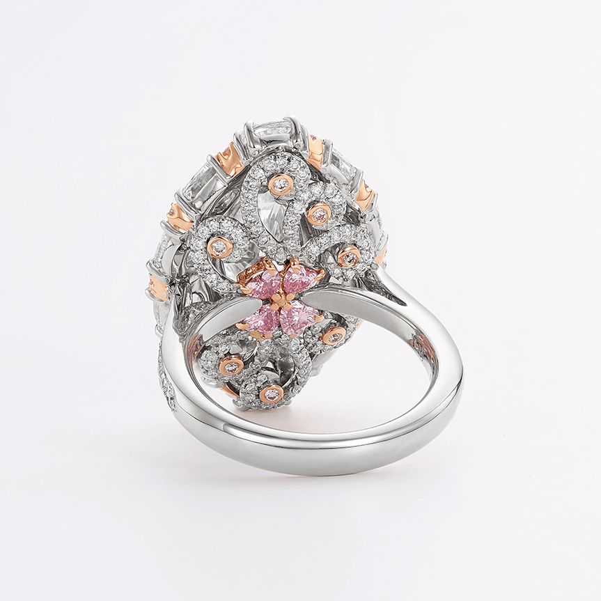 VAULT® 6.65 Carat White Diamond and 0.30 Carat Pink Diamond Ring in 18ct White and Rose Gold
