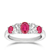 Oval Cut Ruby and Diamond Ring in 18ct White Gold