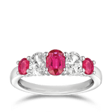 Oval Cut Ruby and Diamond Ring in 18ct White Gold