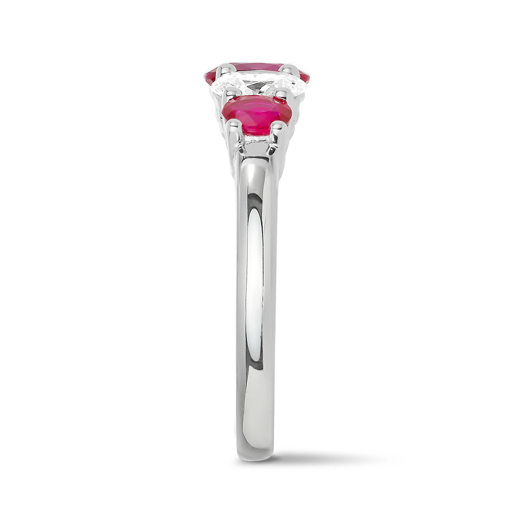 Oval Cut Ruby and Diamond Ring in 18ct White Gold