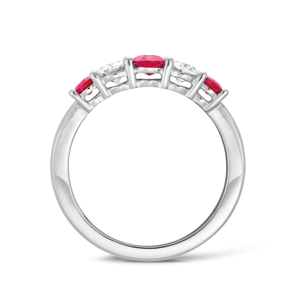 Oval Cut Ruby and Diamond Ring in 18ct White Gold