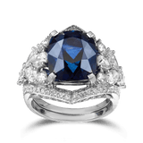 Vault® 11.04 Carat Cushion Cut Ceylon Sapphire and 1.26 Carat Diamond Ring in 18ct White Gold