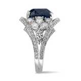 Vault® 11.04 Carat Cushion Cut Ceylon Sapphire and 1.26 Carat Diamond Ring in 18ct White Gold