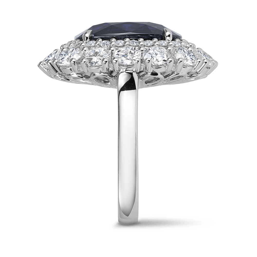 Vault 13.97 Carat Australian Sapphire and Diamond Ring in 18ct White Gold Hardy Brothers