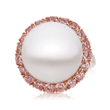 VAULT® South Sea Pearl and Argyle Pink Diamond Ring in 18ct White Gold