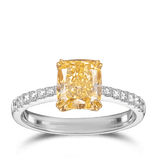 Vault® 2.15 Carat Fancy Yellow Diamond and 0.19 Carat White Diamond Ring in 18ct White and Yellow Gold