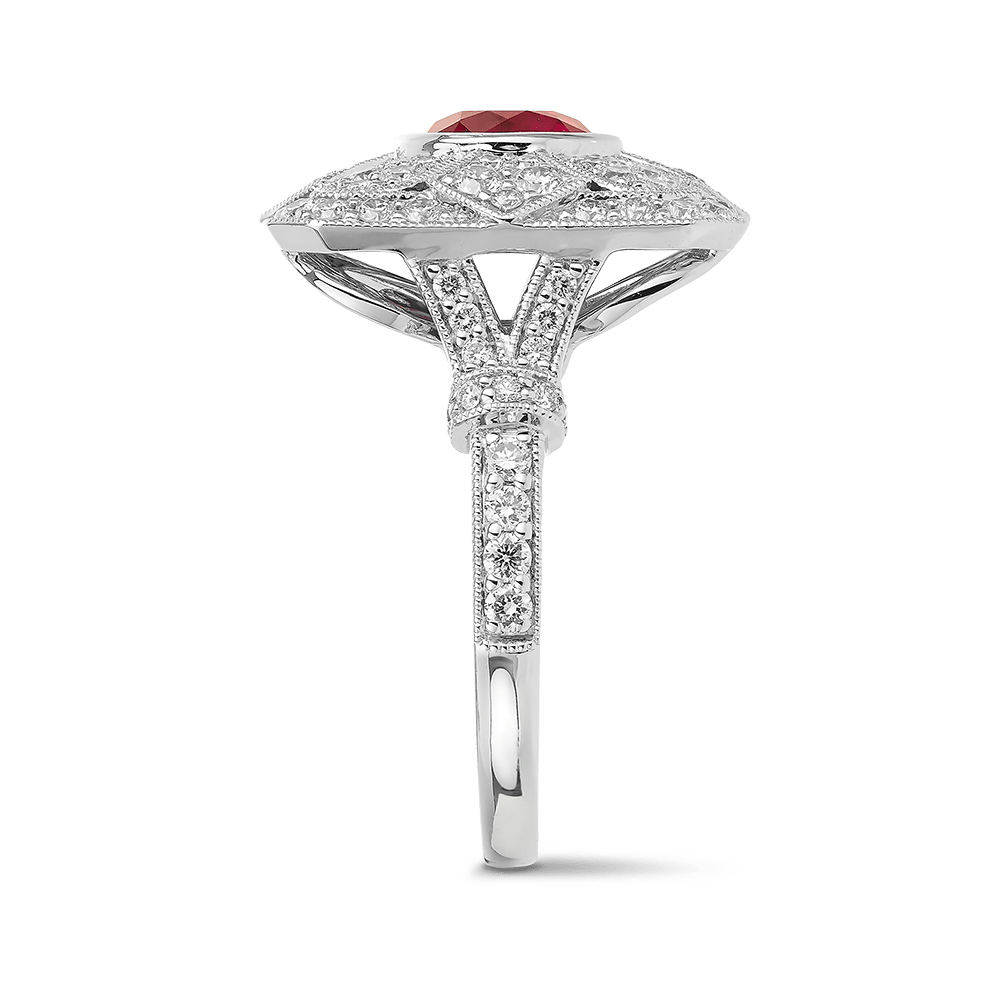 2.77 Carat Ruby and Diamond Ring in 18ct White Gold Hardy Brothers