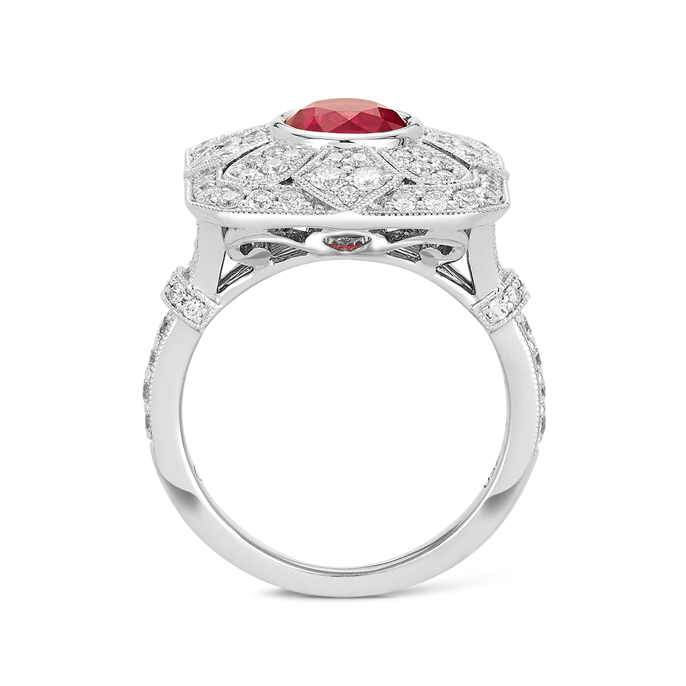 2.77 Carat Ruby and Diamond Ring in 18ct White Gold Hardy Brothers