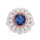Vault® 2.82 Carat Oval Cut Burmese Sapphire and 3.07 Carat Diamond Ring in 18ct White Gold
