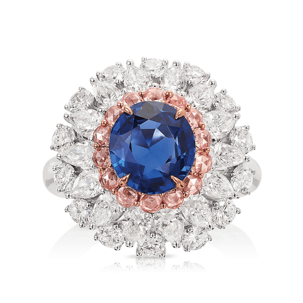 Vault 2.82 Carat Oval Cut Burmese Sapphire and Diamond Ring in 18ct White Gold Hardy Brothers 